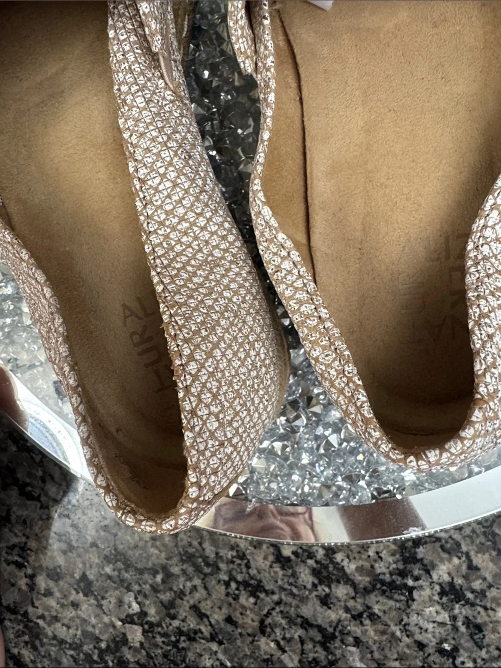 Naturalizer Women's metallic Light Beige Espadrille Platform Slip-Ons EUC 8.5 W